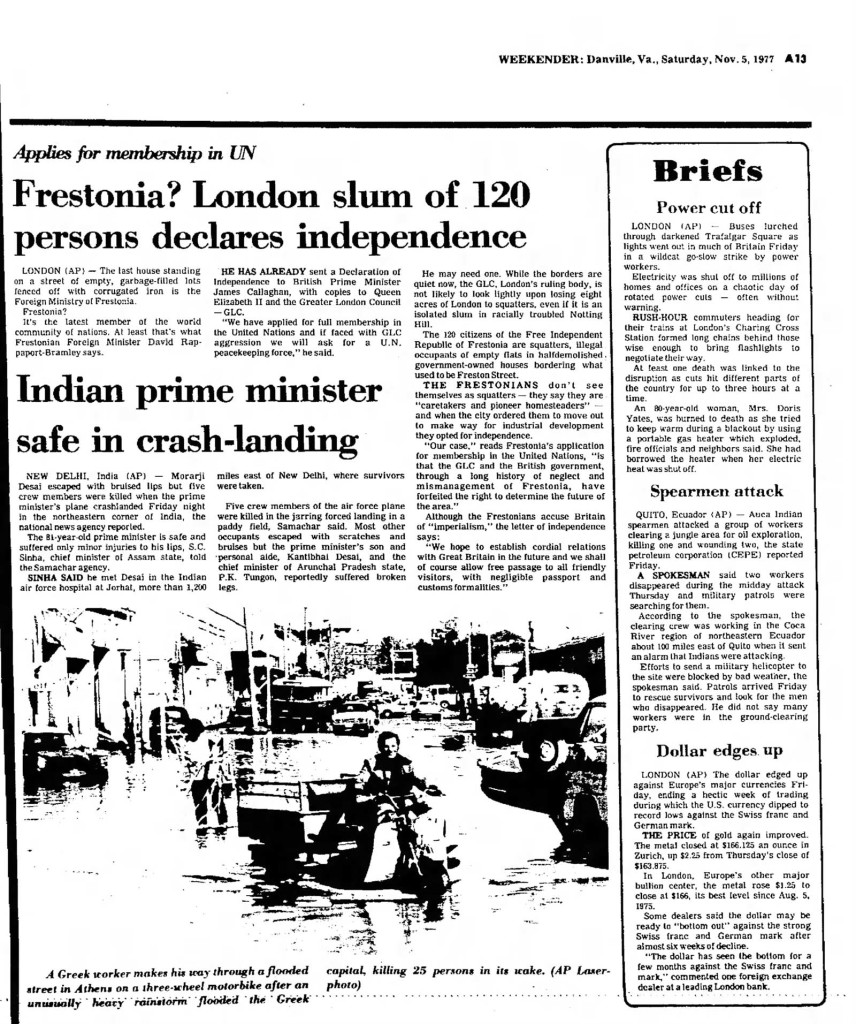 Frestonia? London slum of 120 persons declares independence